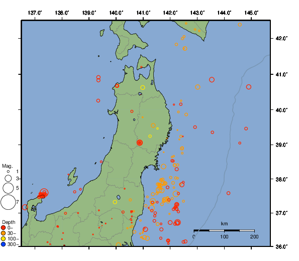 震央分布図