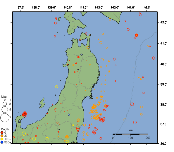 震央分布図