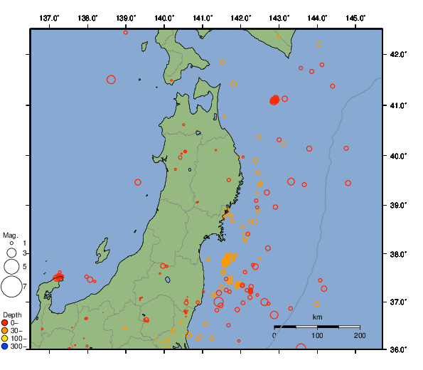 震央分布図