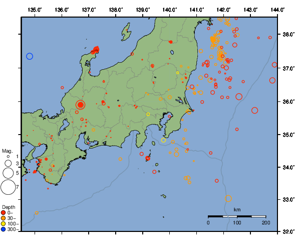 震央分布図