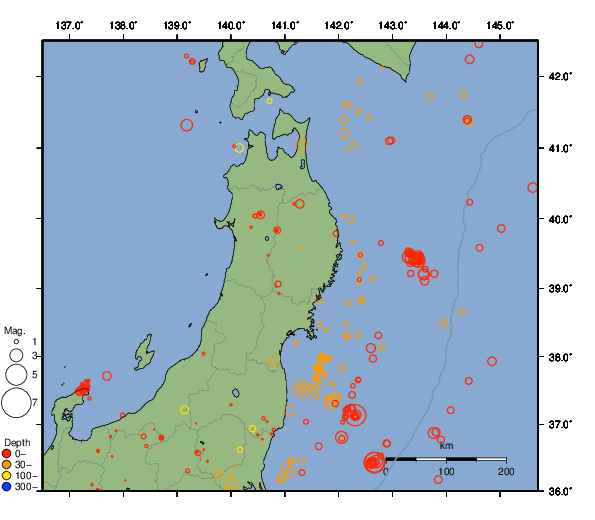 震央分布図