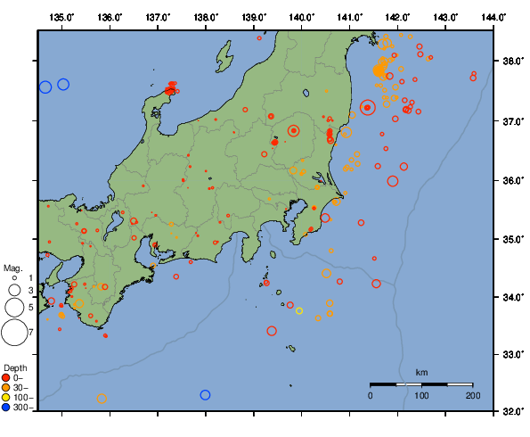 震央分布図