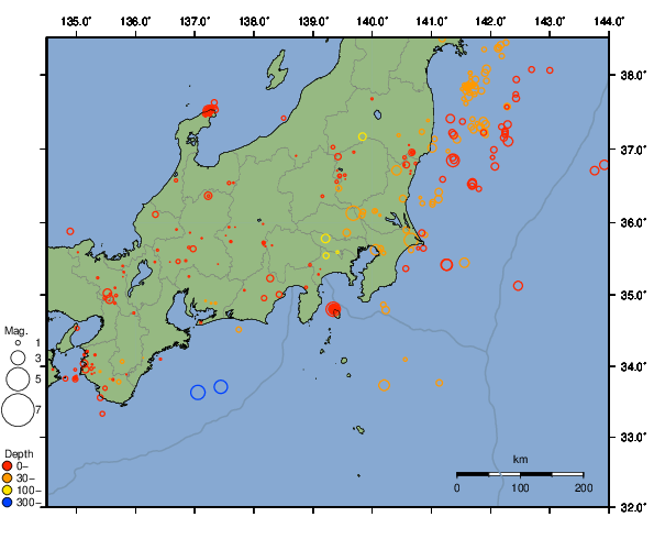 震央分布図