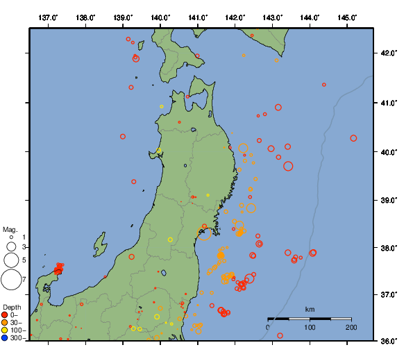 震央分布図