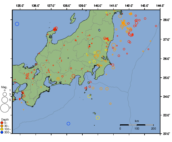 震央分布図