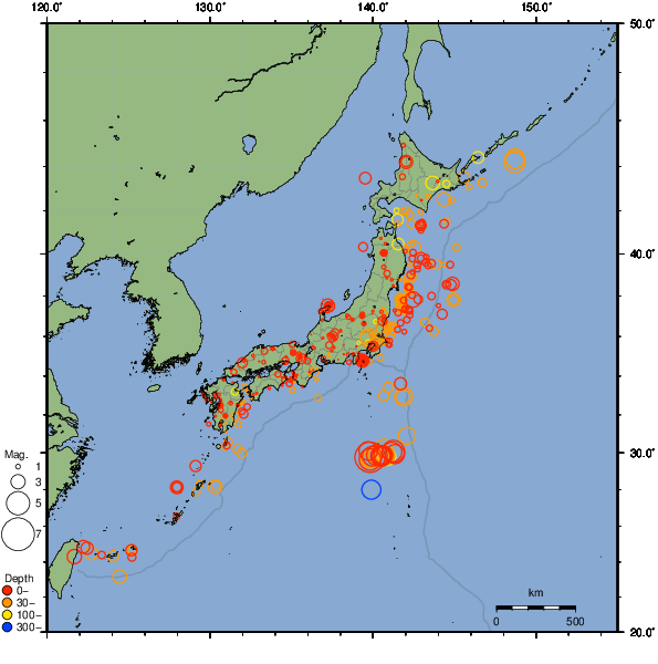 2023年10月03日の震源リスト