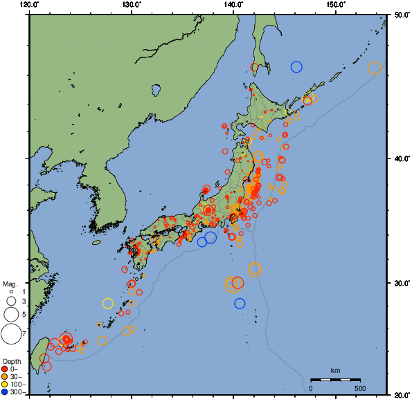 2023年10月08日の震源リスト