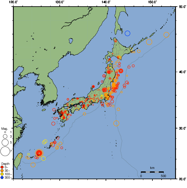 2023年10月16日の震源リスト