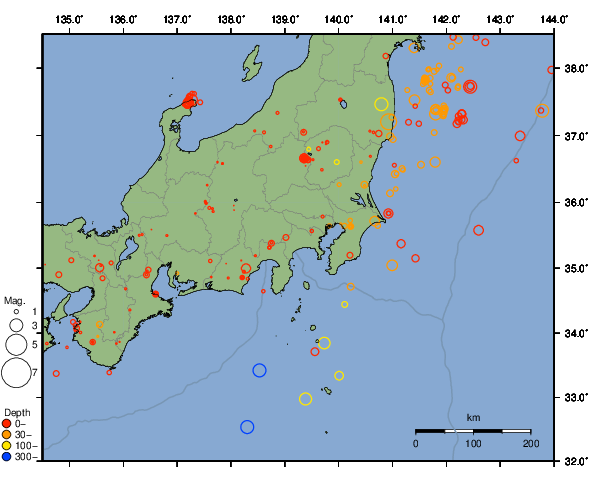 震央分布図