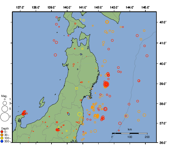 震央分布図