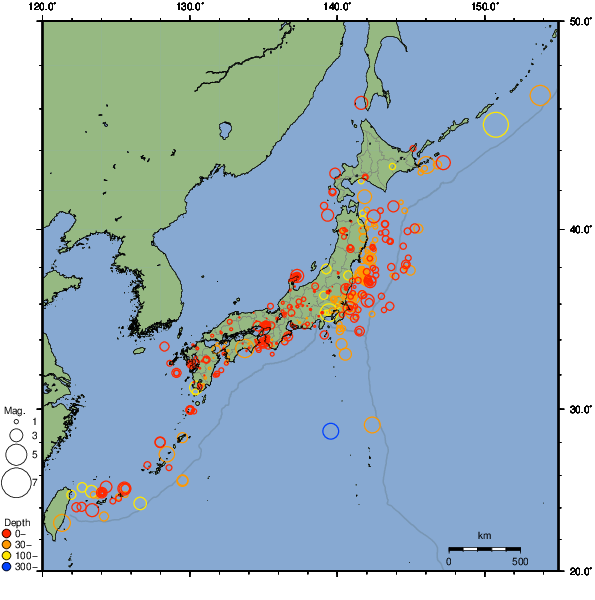 2023年11月10日の震源リスト