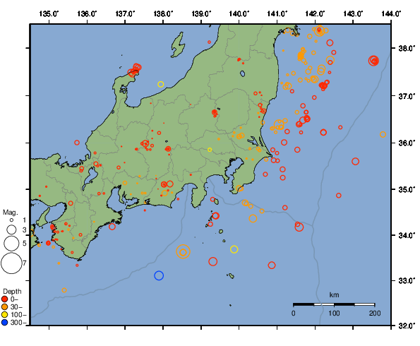 震央分布図