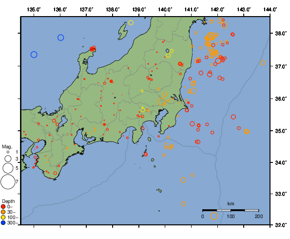 震央分布図