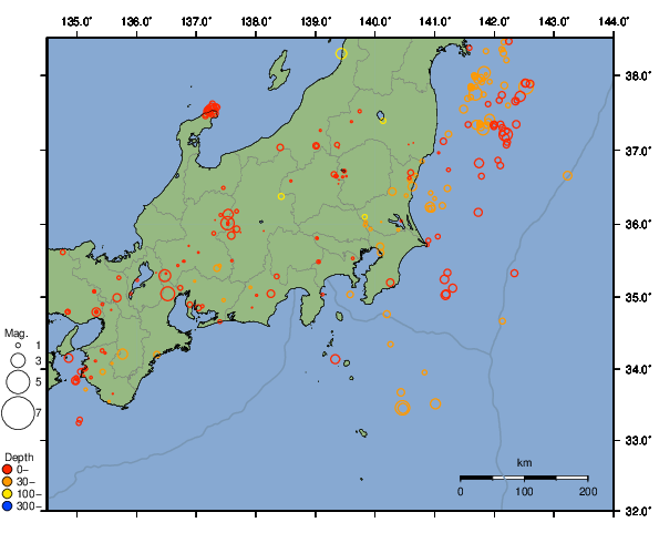 震央分布図