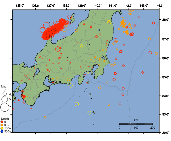 震央分布図
