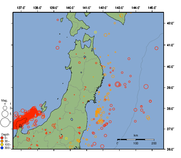 震央分布図