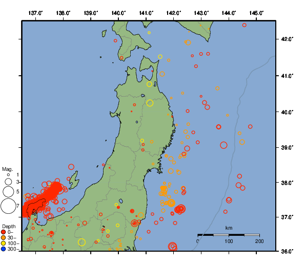 震央分布図