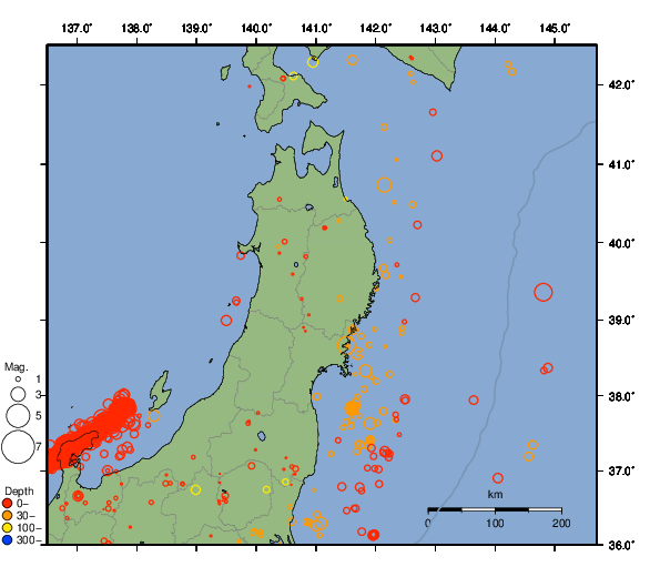 震央分布図