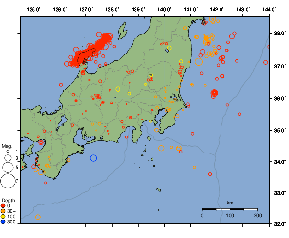 震央分布図