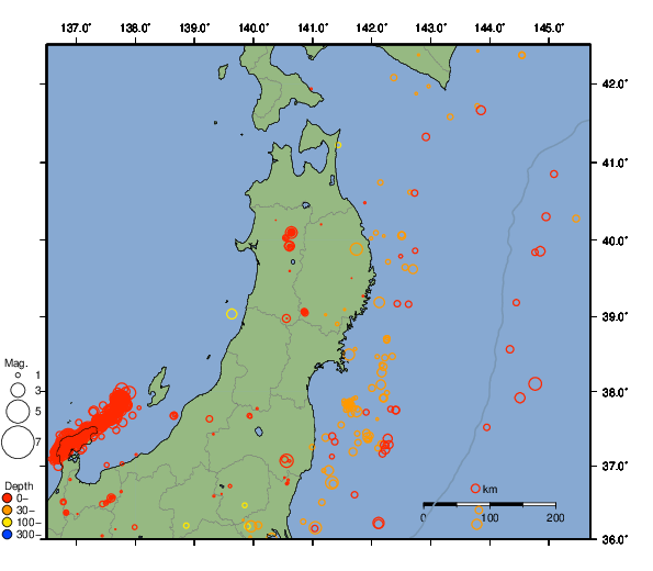 震央分布図