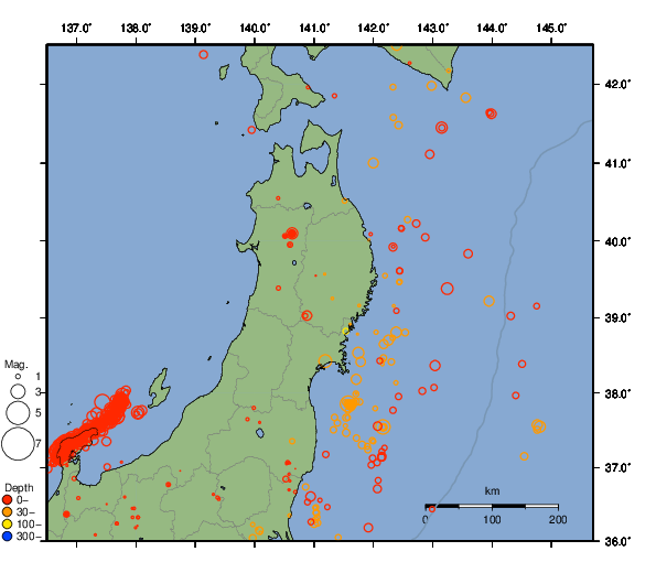 震央分布図