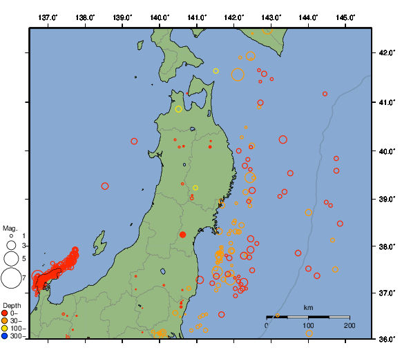 震央分布図