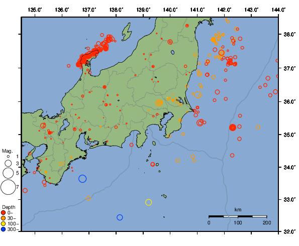 震央分布図