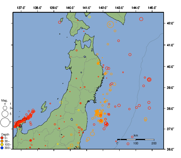 震央分布図