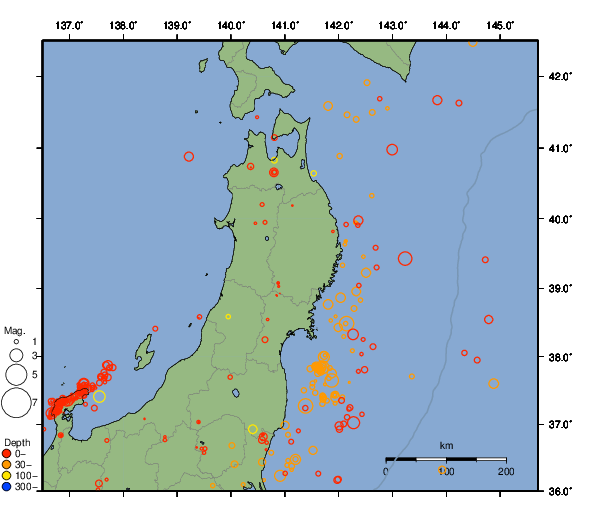 震央分布図