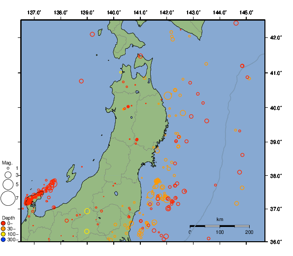 震央分布図