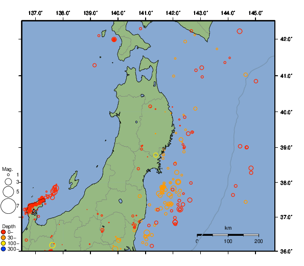 震央分布図