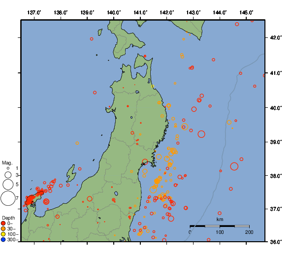 震央分布図
