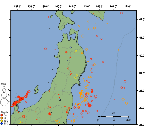 震央分布図