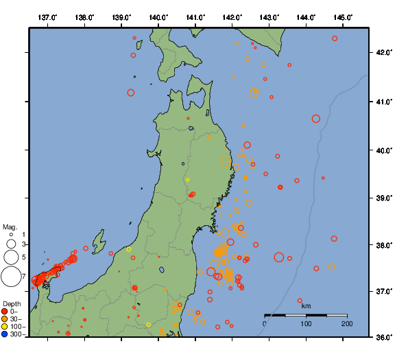 震央分布図