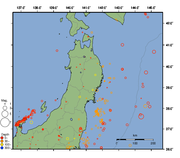 震央分布図