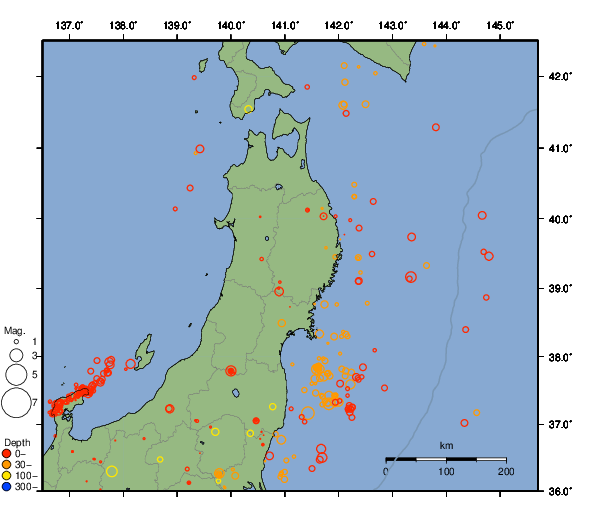 震央分布図