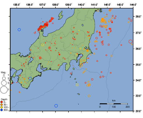 震央分布図