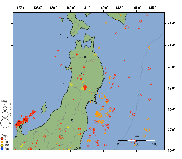震央分布図
