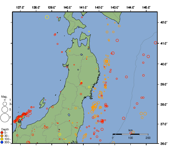 震央分布図