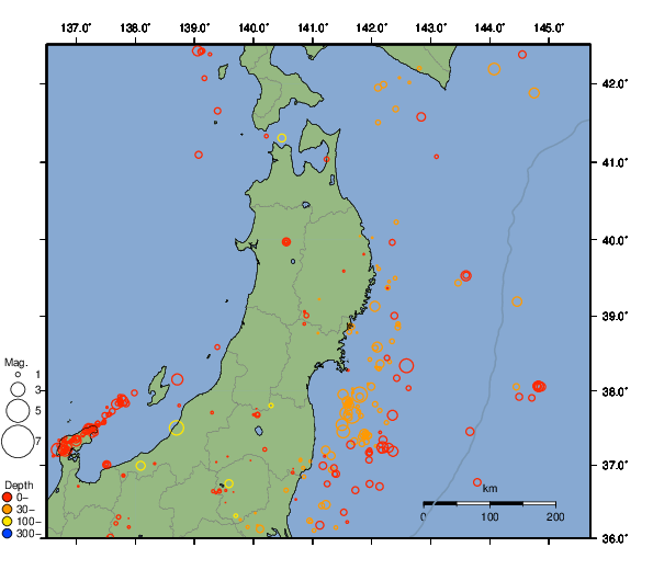 震央分布図