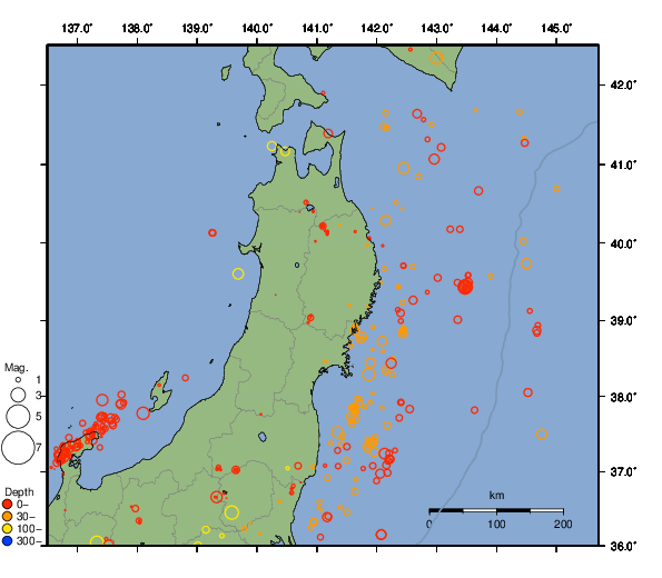 震央分布図