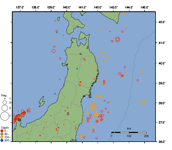震央分布図