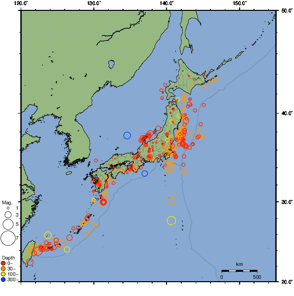 2024年10月16日の震源リスト