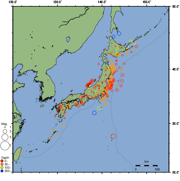 2024年10月30日の震源リスト