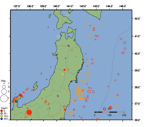 震央分布図