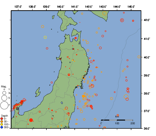 震央分布図