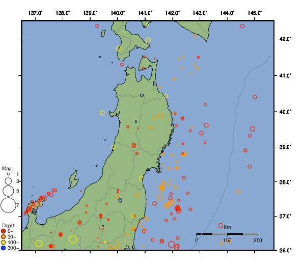 震央分布図