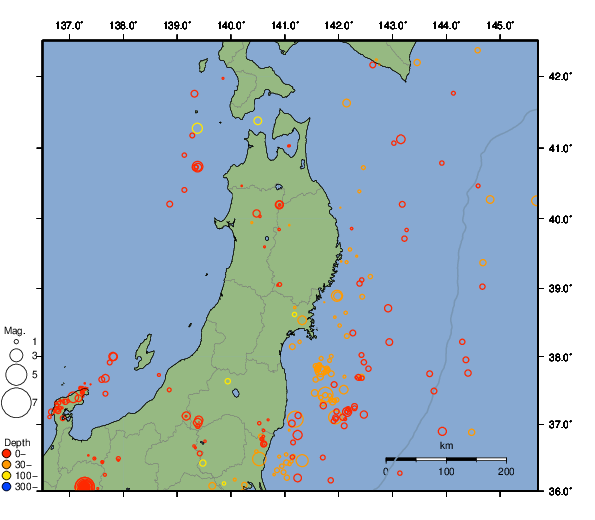 震央分布図