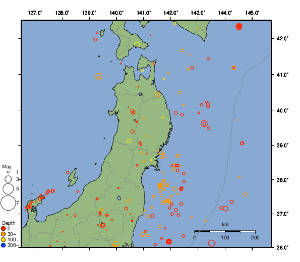 震央分布図