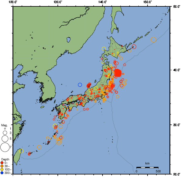 2025年11月11日の震源リスト